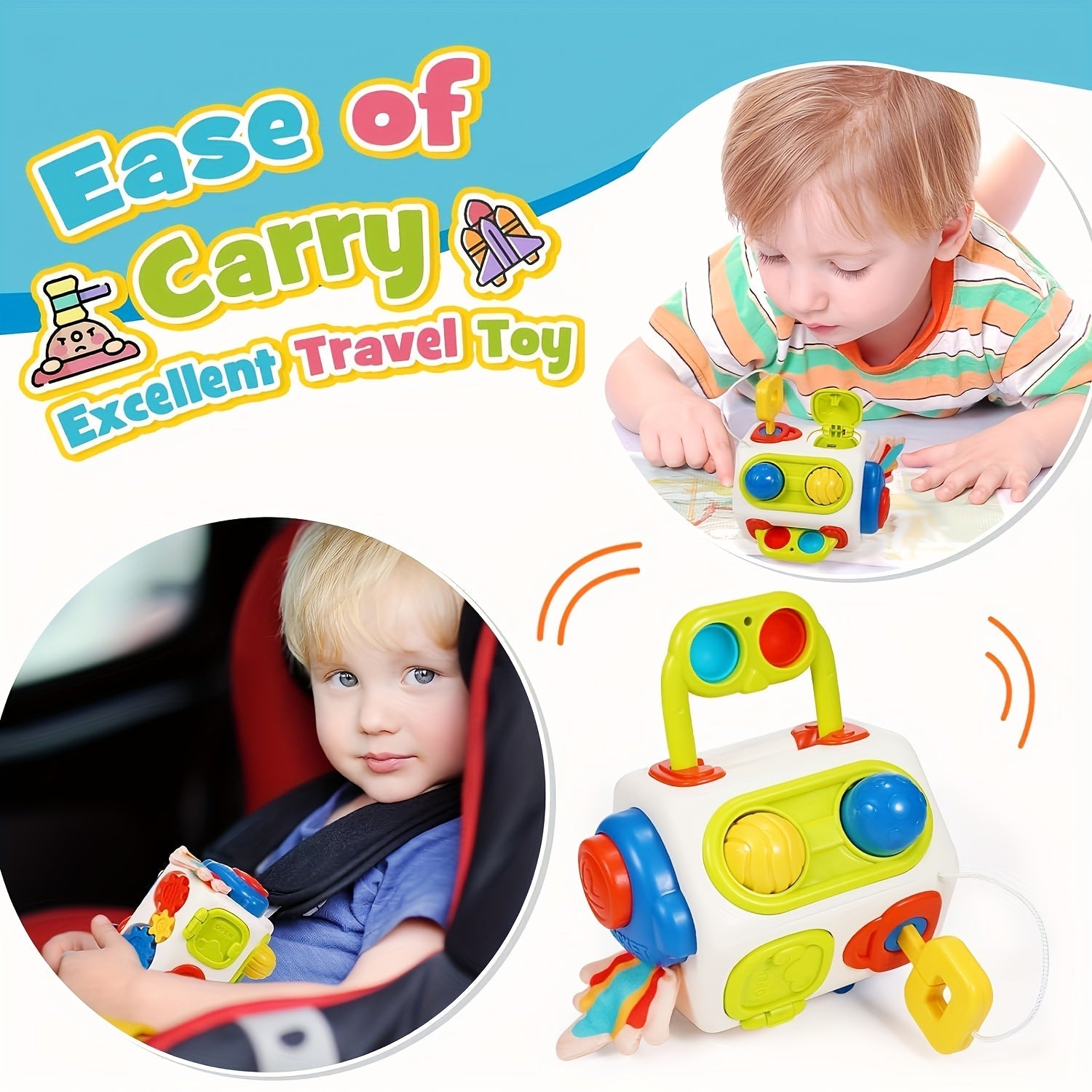 Band to'p kubi sezgi o'yinchoq - Yosh bolalar va kichik bolalar uchun ajoyib, erta o'rganishni va kognitiv rivojlanishni rag'batlantiradi, Halloween, Rojdestvo va maxsus tadbirlar uchun ideal sovg'a, Switch Box va Cube Puzzle bilan mos keladi.