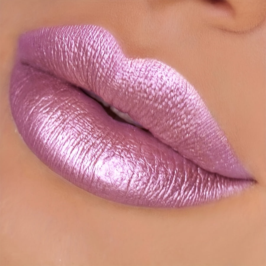 Фиолетовая глиттерная помада для губ водостойкая, стойкая, подходит для всех типов кожи