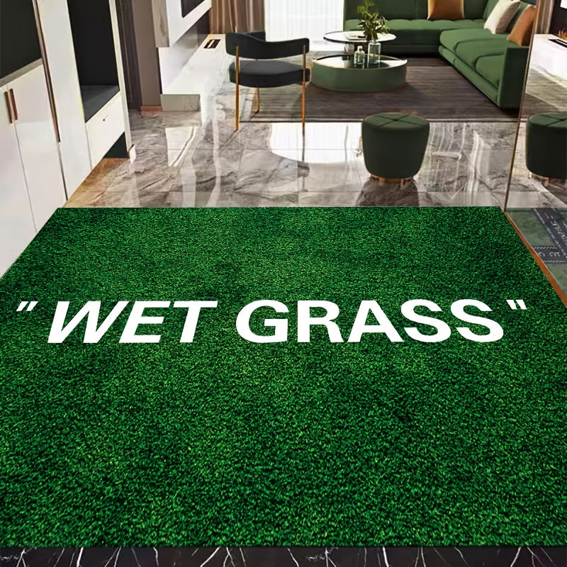 Green Grass Area Rug Non-Slip Machine Washable for Living Room Bedroom Kitchen