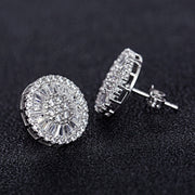 White Zirconia Stud Earrings for Women Silver-Plated Jewelry