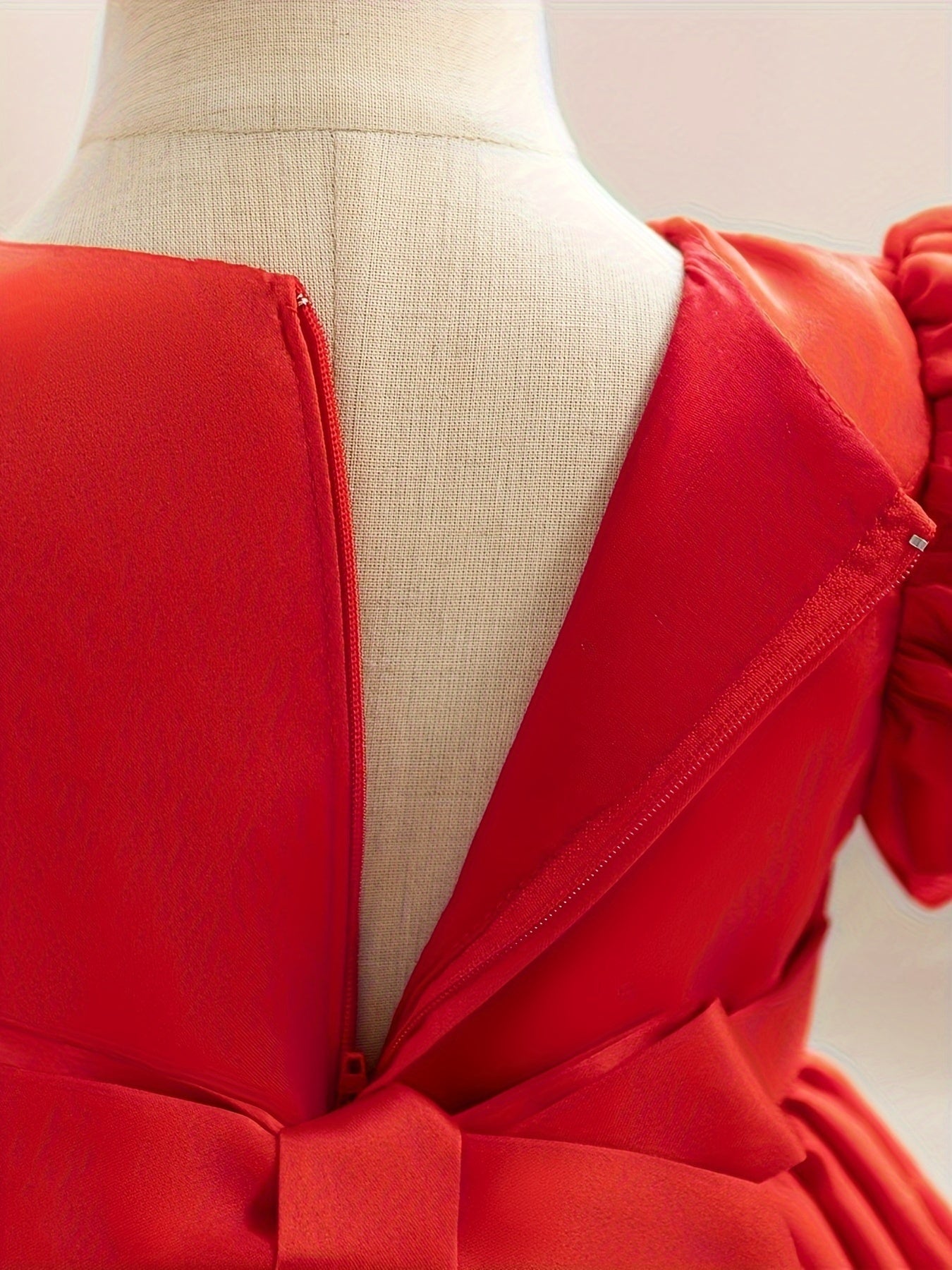 Vestido de princesa para niñas para ocasiones especiales, poliéster viscosa, hasta la rodilla, mangas farol, dobladillo acampanado