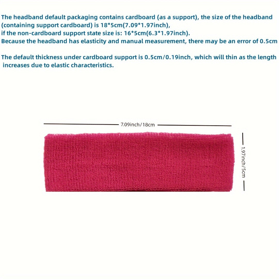 Pack of 4 Sweat-Absorbing Cotton and Elastic Sports Headbands for Men and Women