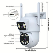 Wireless Security Camera 4MP Dual Lens 2K HD Pan-Tilt Auto Tracking Night Vision