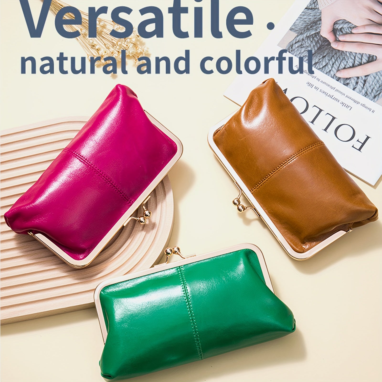 Ayollar uchun vintage haqiqiy charm uzun clutch hamyon, ko'p funksiyali xususiyatlar bilan, retro uslubidagi aksessuar, oltin rangli apparat bilan.