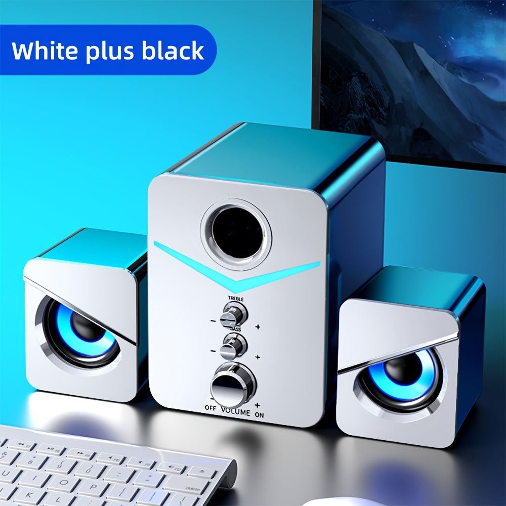 2.1 Channel Desktop Stereo Speakers with LED Lighting for PC, Laptop, Game Console