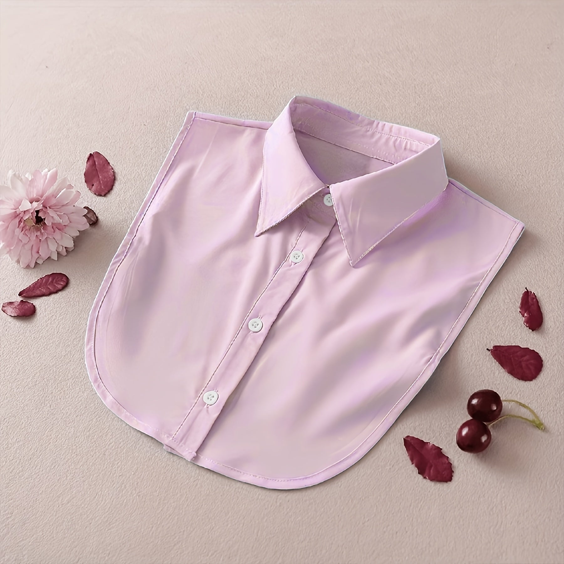 Women's Detachable Striped Collar Vest with Pointed Lapel and Anti-Slip Design in Polyester Knit