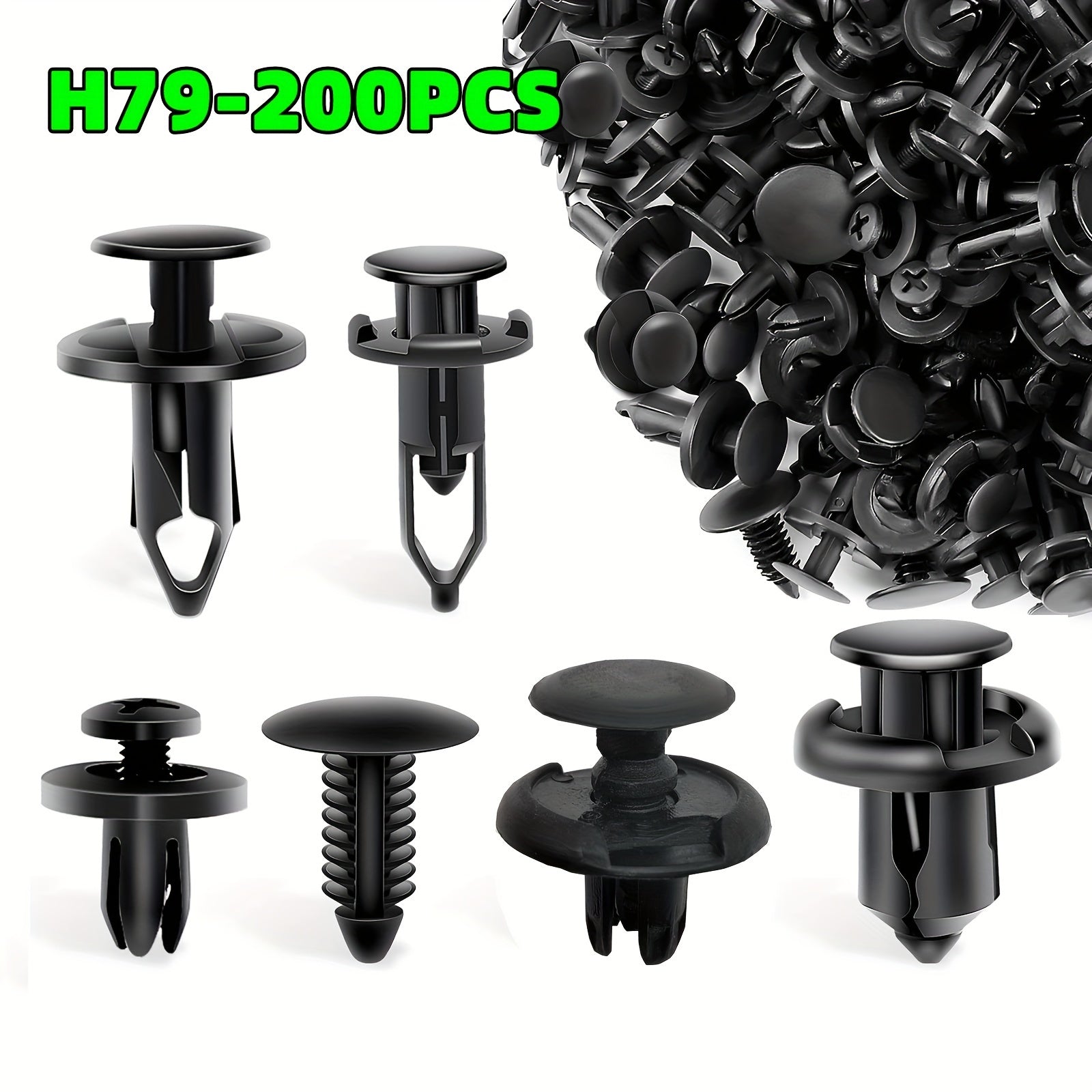 200Pcs Universal Car Fixing Clips Assortment 6mm-10mm Bumper Rivets