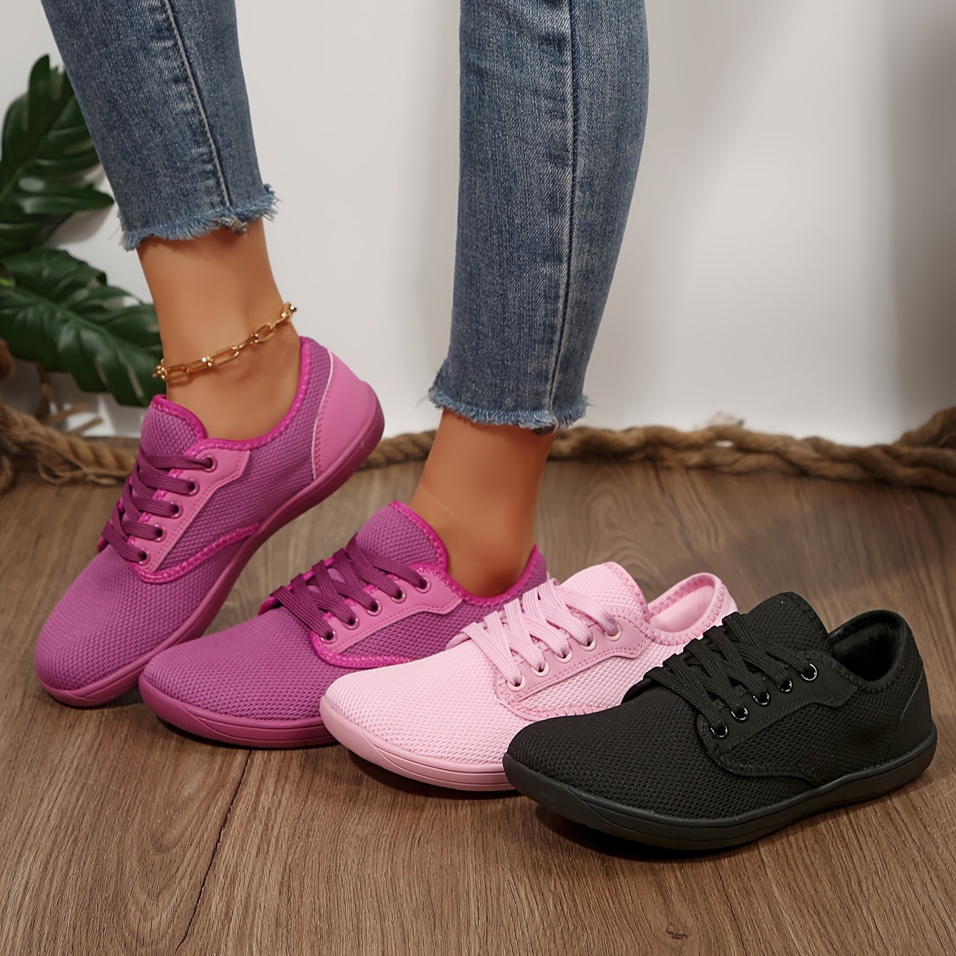 Ladies Wide-Head Casual Mesh Walking Shoes Non-Slip Rubber Sole