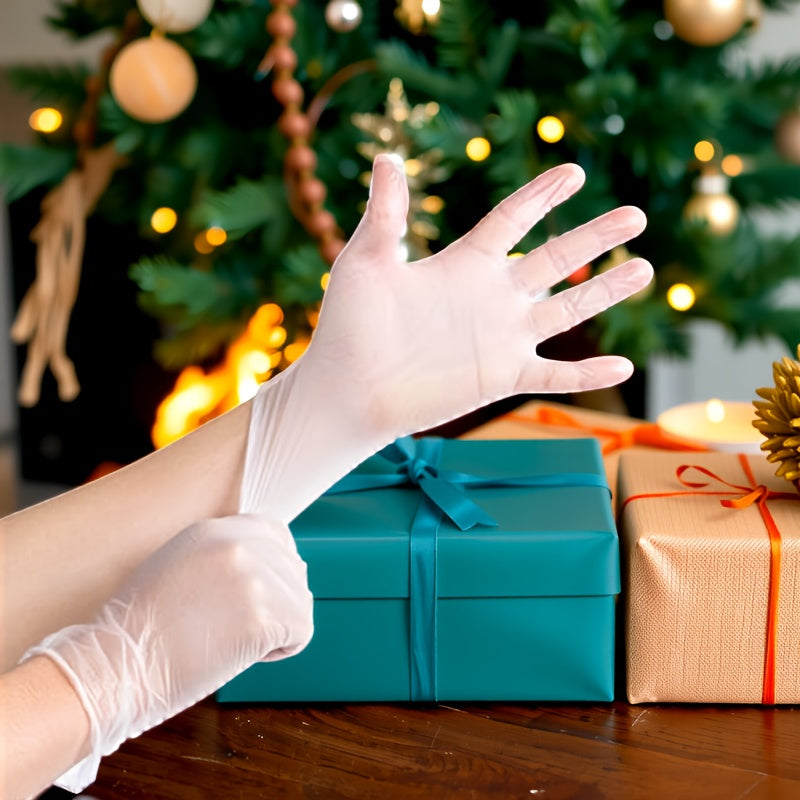 100 TPE bir martalik qo'lqoplar - Oshxonalarda, Restoranlarda, Mehmonxonalarda, Hayvonlarga g'amxo'rlikda va Tashqarida foydalanish uchun suv o'tkazmaydigan, qo'rg'oshinsiz va latekssiz.