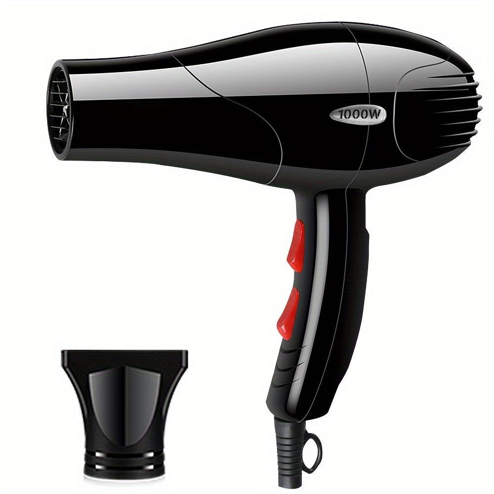 1000W Hair Dryer with No-Fold Handle, European Plug, 1.5-3m Cord, Plastic