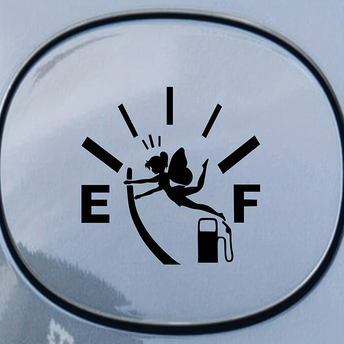 Наклейка на крышку бензобака с забавным индикатором уровня топлива, бегущая на пустом баке