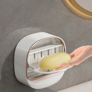 Wall-Mounted Bathroom Soap Holder with Drain Tray Double Layer Plastic Storage Rack