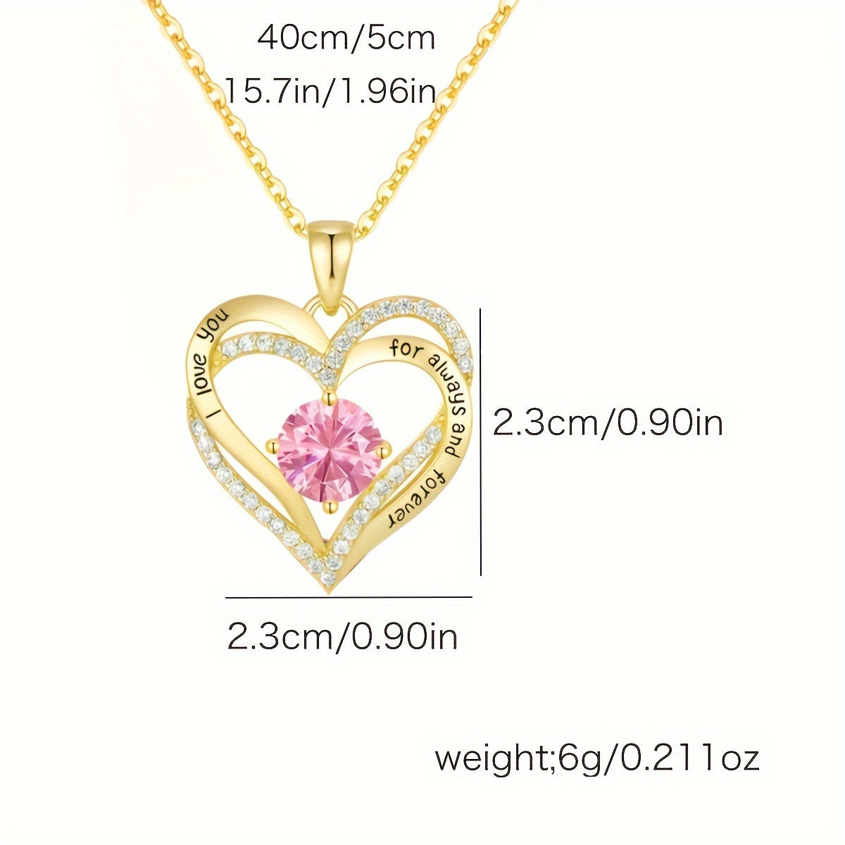 Women’s Gold Plated Bear Pendant Necklace with Rose and Cubic Zirconia December Birthstone