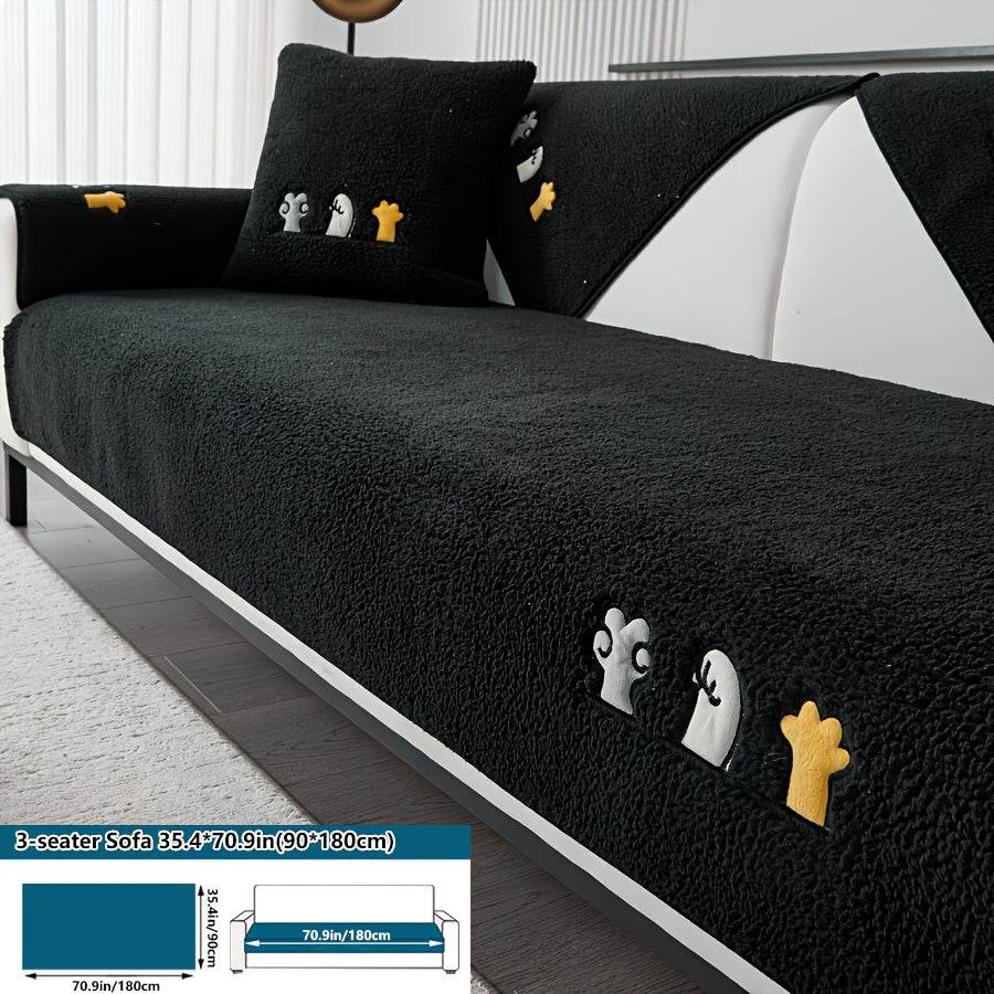 Роскошный фальшивый овечий плюшевый чехол для дивана на зиму, дружелюбный к домашним животным и стираемый в машине. Обеспечивает защиту от царапин и подходит для диванов от одного до четырех мест, а также для кроватей и подушек.