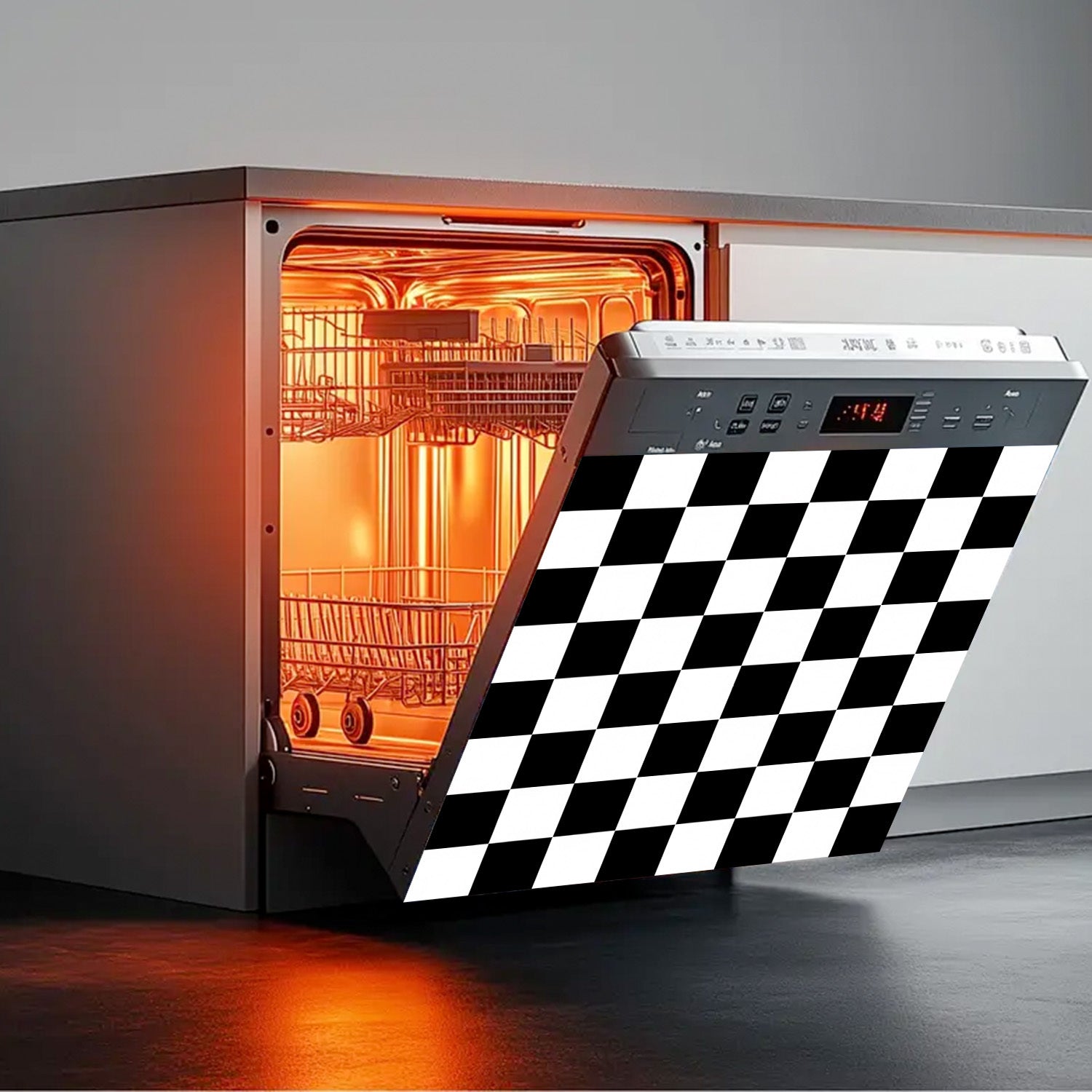 Qora va oq tekislikli magnitli idish-tovoq qoplami, suv o'tkazmaydigan PVC, oson magnitli tortish, 58.5x65 sm oshxona dekoratsiyasi