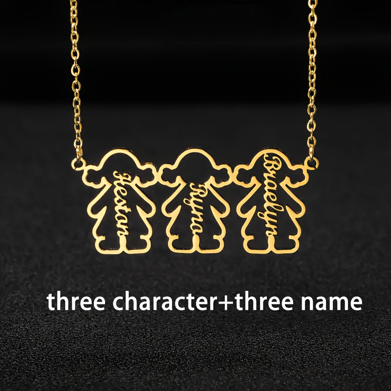 Personalized Stainless Steel Pendant Necklace with Multiple Names for Women