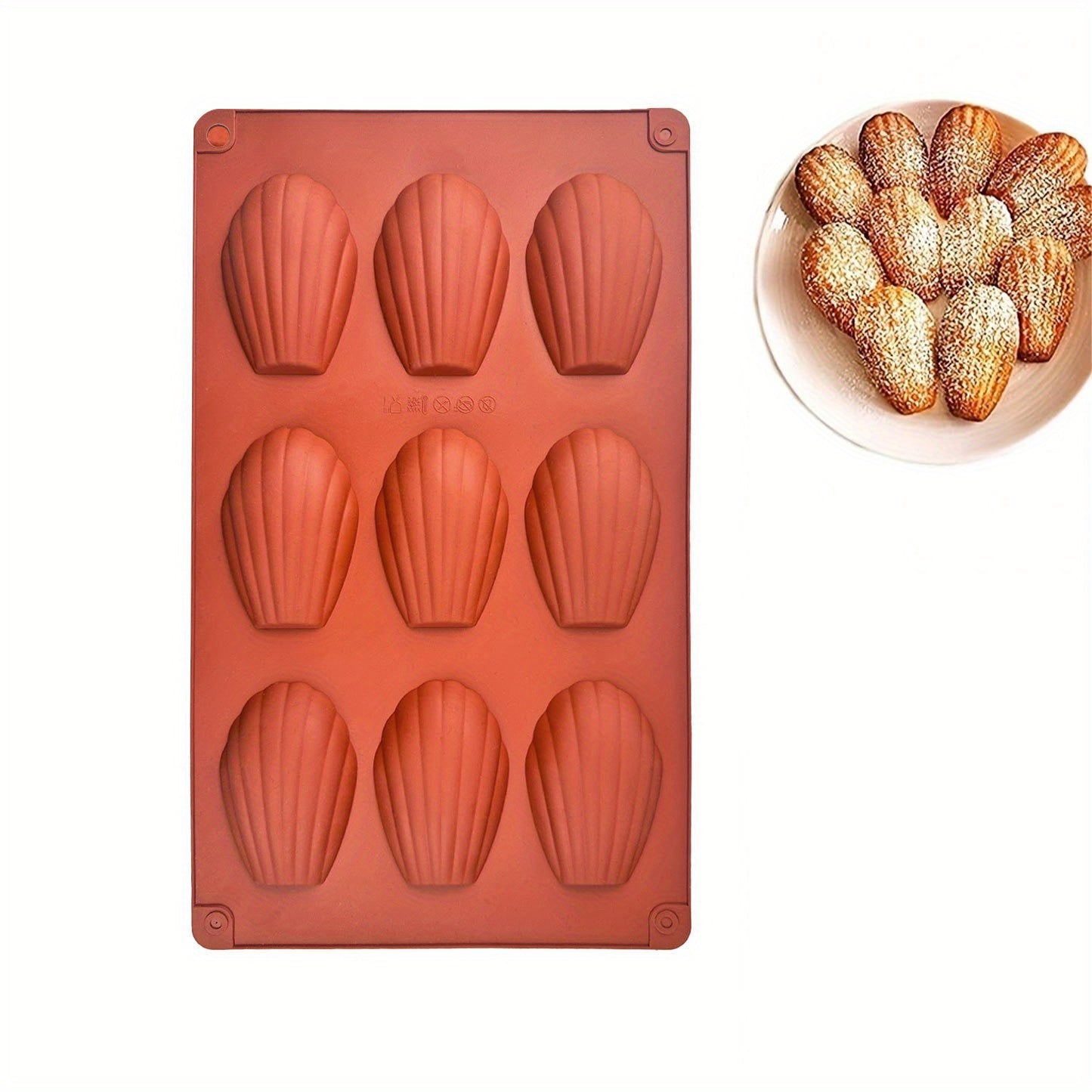 Silicone Madeleine Pan Set of 2 Nonstick Cookie Mold 9 Cavities Baking Supplies