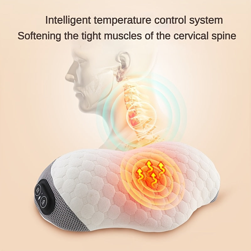 Almohada cervical de espuma viscoelástica con masaje de vibración térmica, tela ergonómica y transpirable