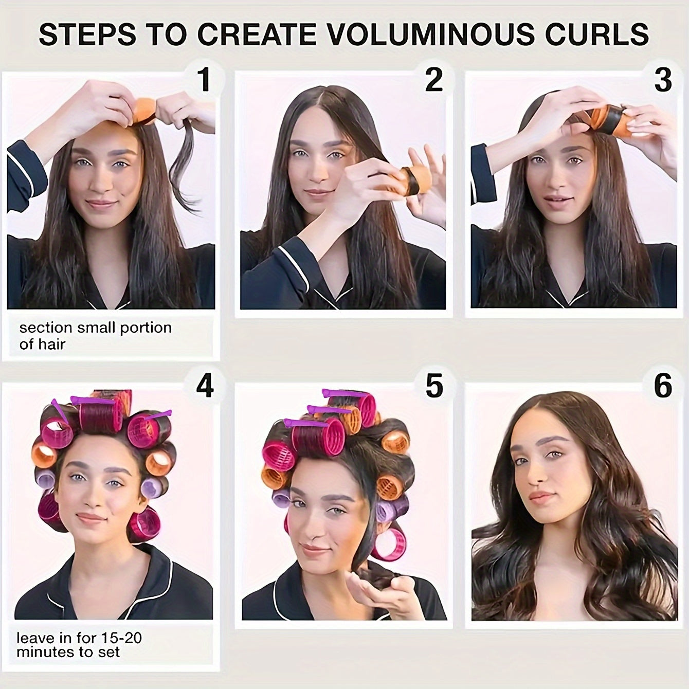 19-Piece Heatless Curlers Set with Clips and Storage Bag for DIY Hair Styling