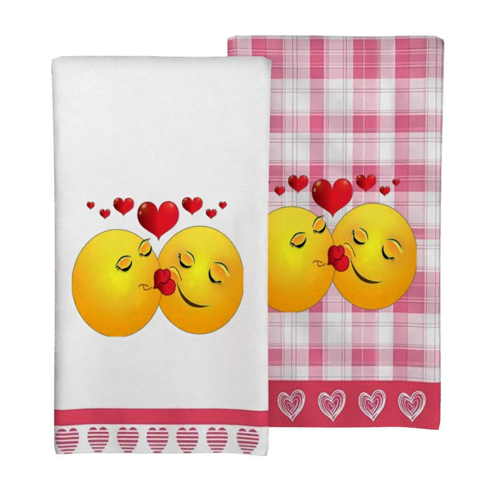 Polyester Kitchen Towels 45x66cm Soft Woven Fabric Heart Design for Camping Restaurant