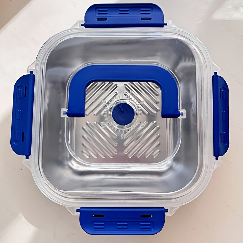 Large Stainless Steel Food Storage Container 1800ml Leakproof Reusable Blue Lid