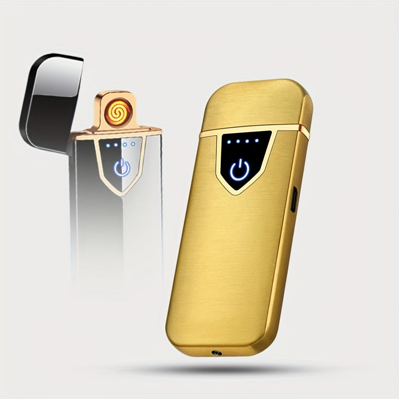 Men's Plasma Lighter Fingerprint Sensor Rechargeable Touch Flameless Blue