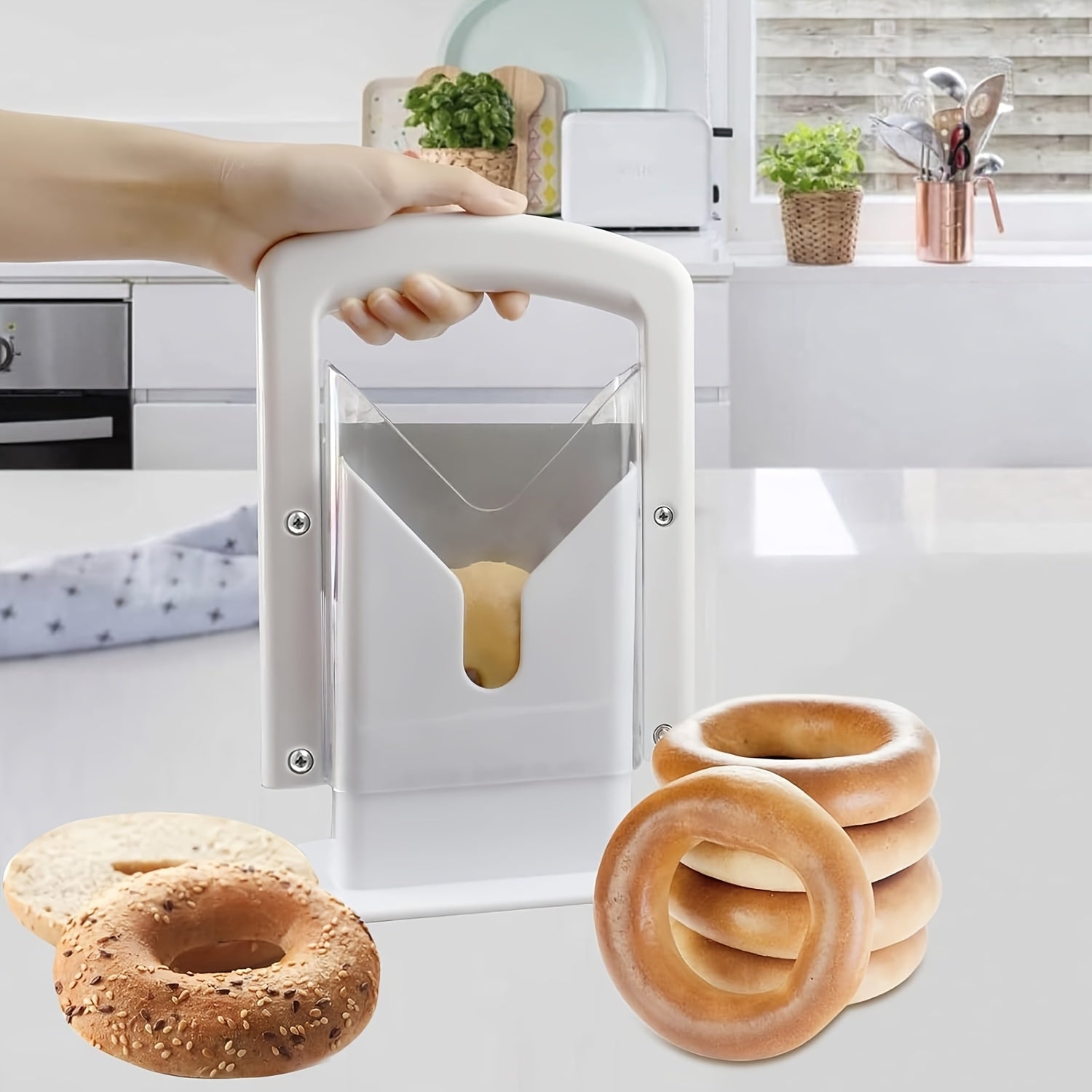 Manual Bagel Slicer for Safe and Easy Bagel Cutting