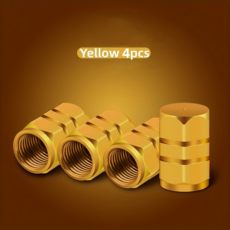 Set of 4 Aluminum Alloy Car Tire Valve Caps Dustproof for Vehicles