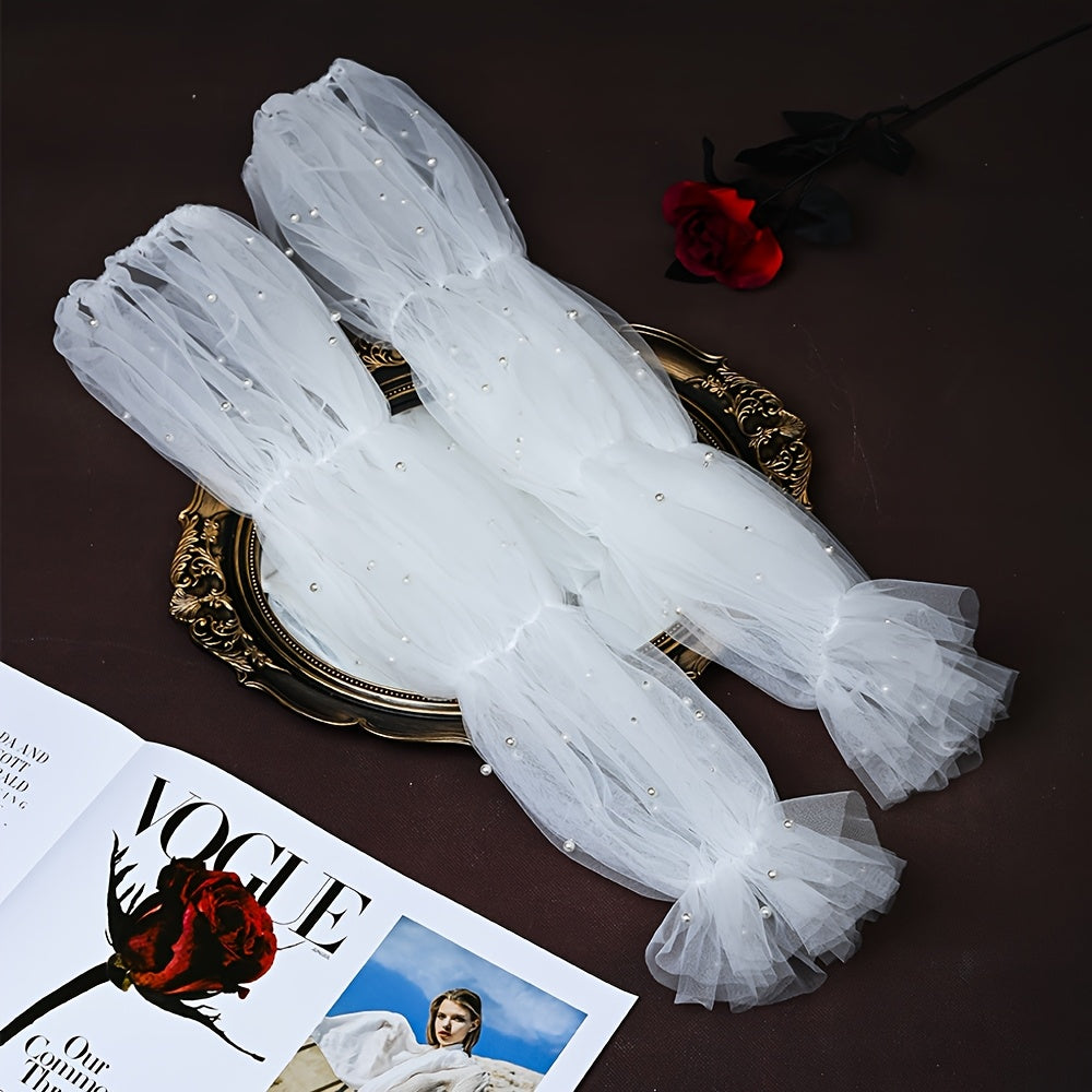 Bridal Pearl Sleeve Cover Beaded Puff Wedding Accessory for Women