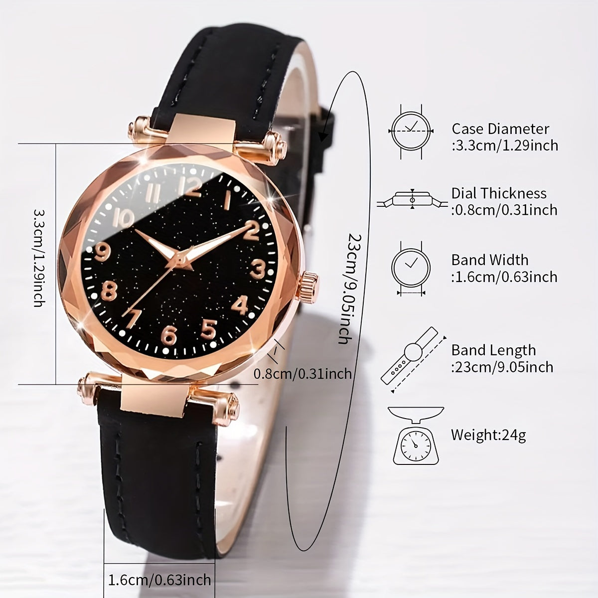 Set of 6 Women's Casual Quartz Watches with Butterfly Jewelry Alloy Case PU Leather Band