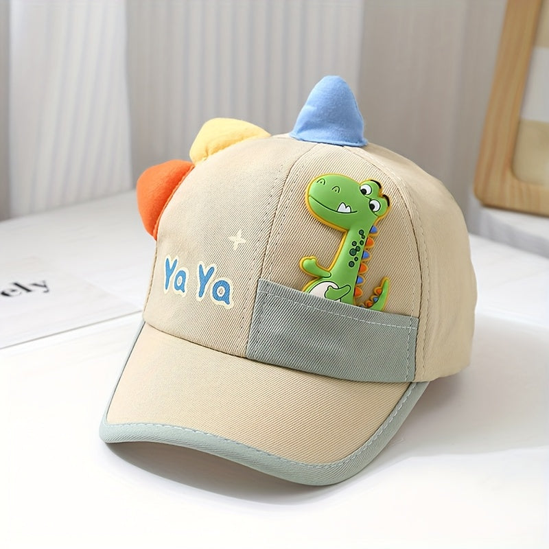 Kids Boys Baseball Cap with Cartoon Dinosaur Sun Protection for 1-3 Years