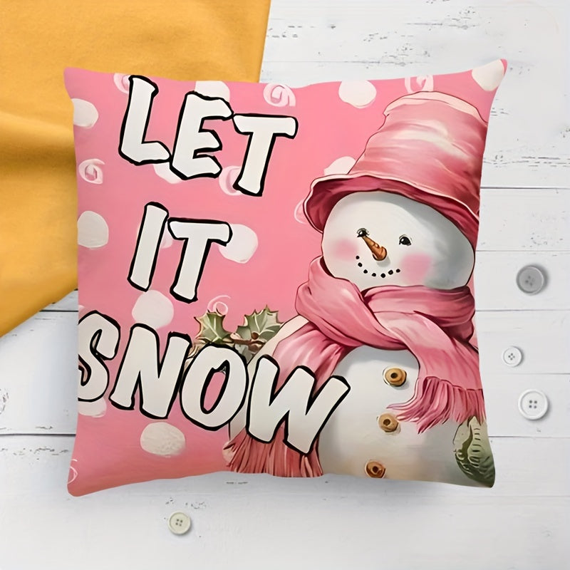 Double-Sided Throw Pillow Cover Mid-Century Chic Polyester Zipper Christmas Decor