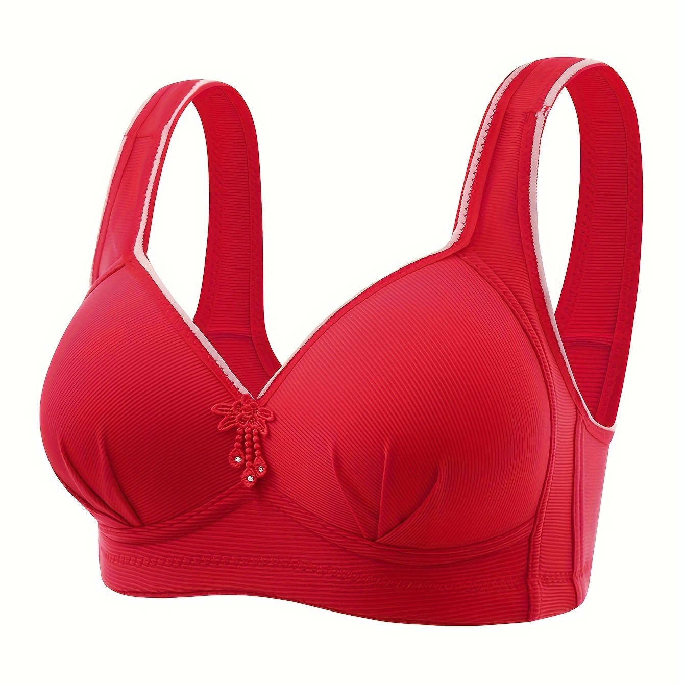 Women's Wireless Full Coverage Push-Up Bra with Decorative Bow Nylon Blend