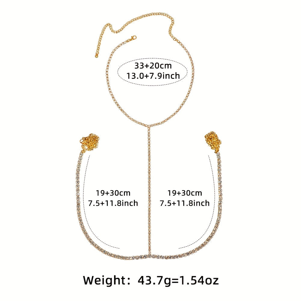Alloy Body Chain Rhinestone Accents for Parties and Festivals Versatile Neck and Waist Jewelry