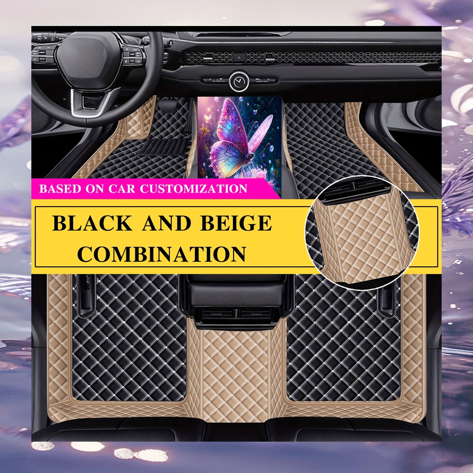 Car Floor Mat Faux Leather All-Weather Durable for Left-Hand Drive