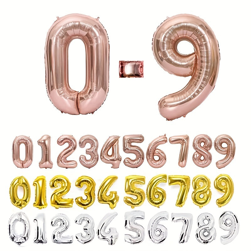 10 Pieces 16 Inch Gold Silver Rose Gold Number Balloons for Party Decorations