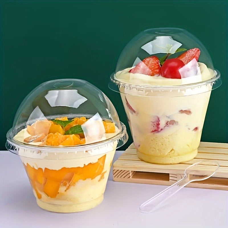 Disposable Plastic Cups with Dome Lids Pack of 50 or 100 for Ice Cream Desserts