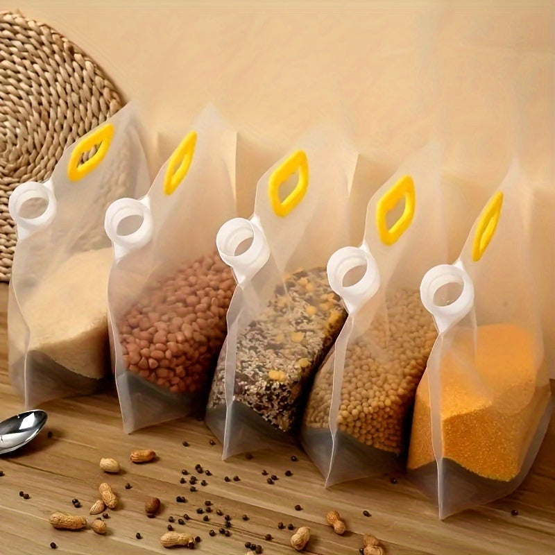 Besh marta ishlatiladigan oziq-ovqat saqlash sumkalari vakuum muhr bilan, namlikka chidamli texnologiya, don, un va loviya yangiligi uchun mukammal. BPA-free plastikdan tayyorlangan bu sumkalar qo'l bilan yuvilishi mumkin va ajoyib oshxona tartibgohi.