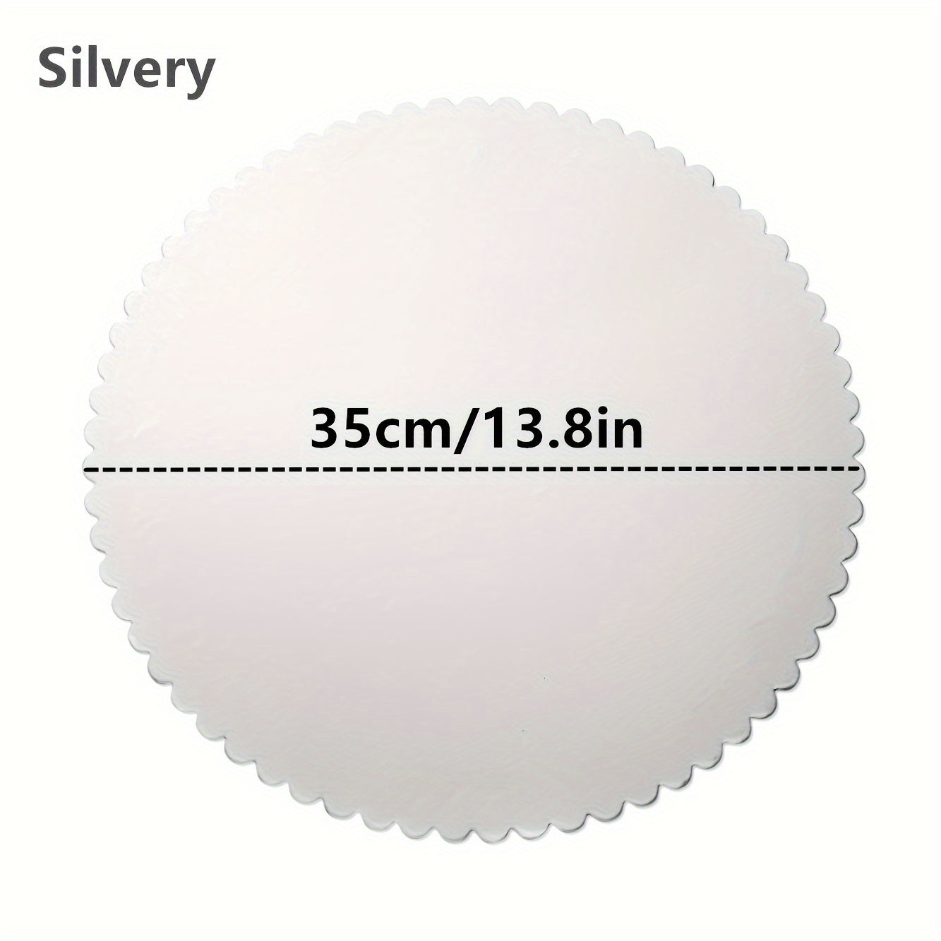 Set of 10 Silver Round Cake Boards with Scallop Edge, Disposable, Grease Proof