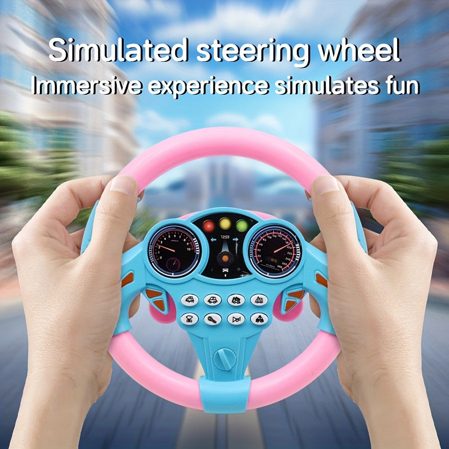 Toy Steering Wheel for Kids 3+ ABS Resin Battery-Free Educational Toy in Yellow and Pink