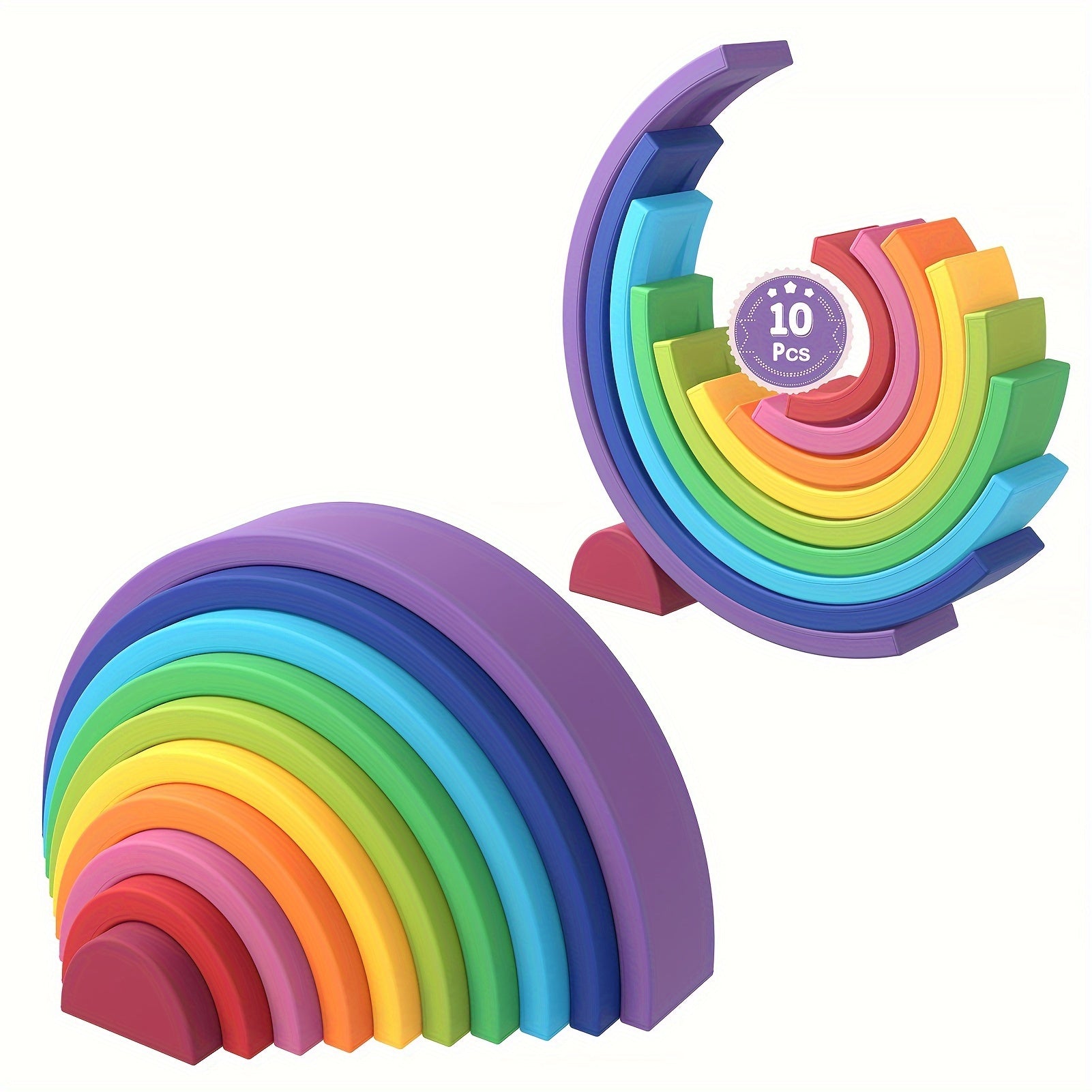 Silicone Rainbow Stacking Toy for Kids Educational Nesting Puzzle 7 Tiers