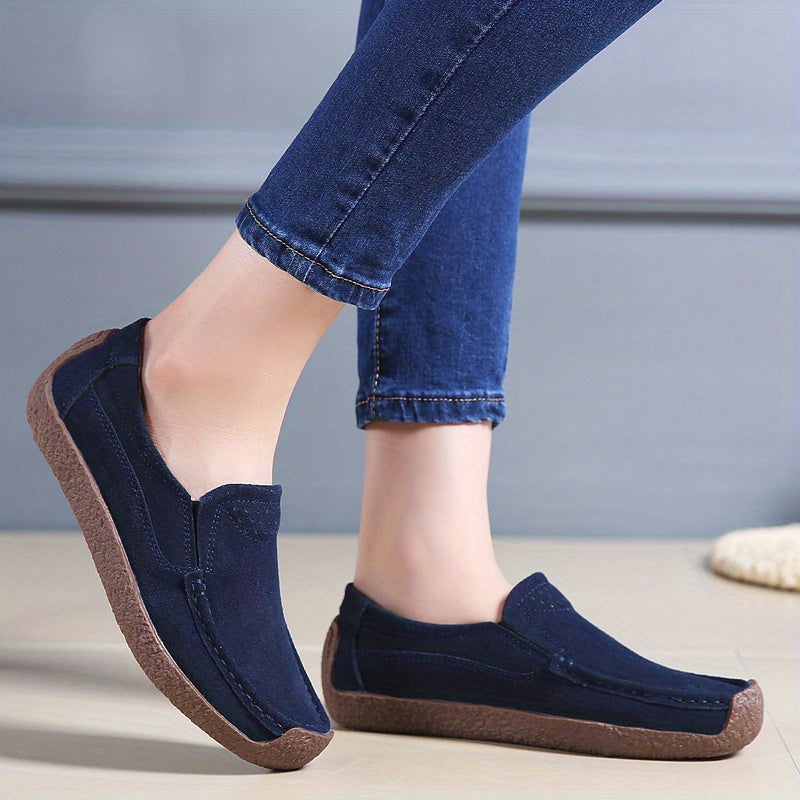 Women's Lightweight Closed-Toe Slip-On Loafers for Summer with T-strap and Man Made Materials