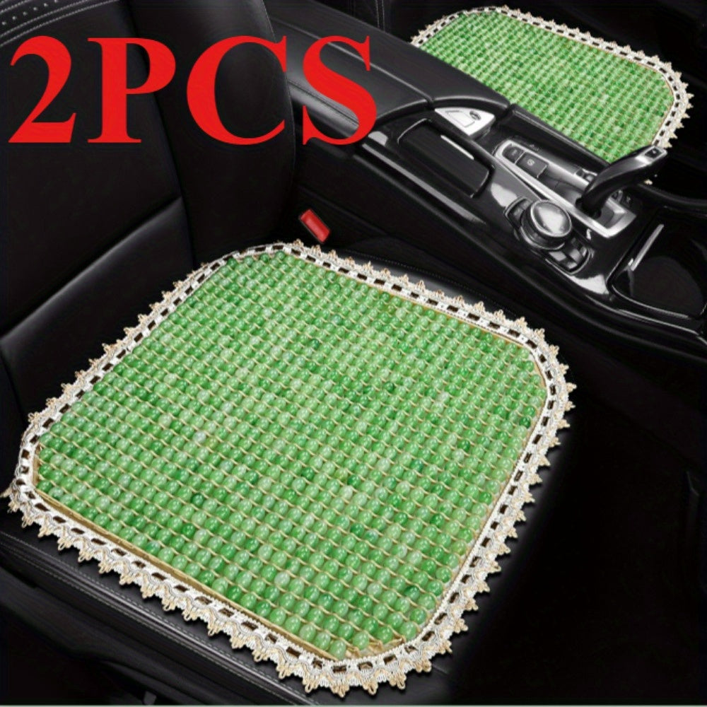 Women’s Emerald Green Resin Car Cushion Set, Breathable Cooling Pads Three-Piece