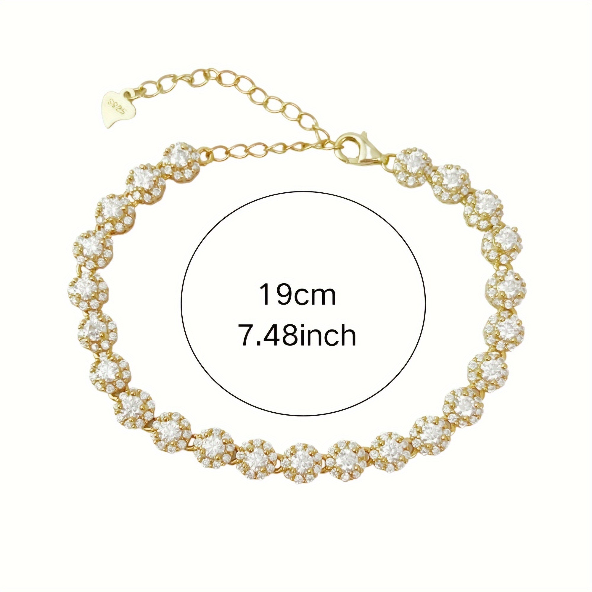 Sterling Silver Tennis Bracelet with Moissanite Row 23 Stones Wedding Jewelry