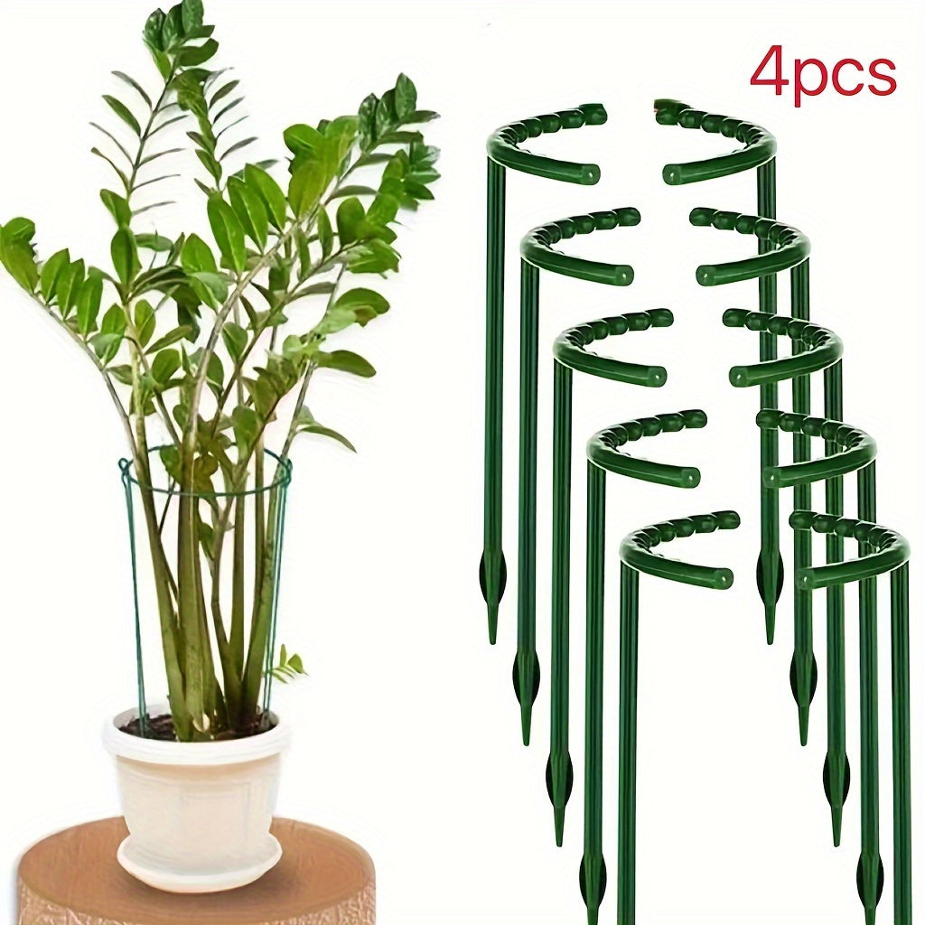 Set of 4 Green Plastic Plant Support Stakes 24.99cm for Indoor and Greenhouse Use