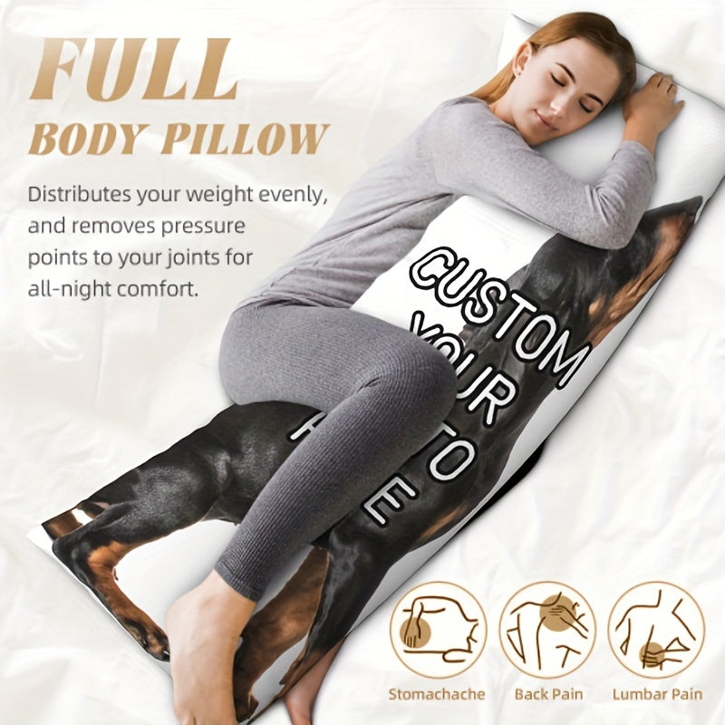 Personalized Pet Photo Body Pillowcase 50.8x137.2 cm Soft Breathable Plush Dog Cat Gift