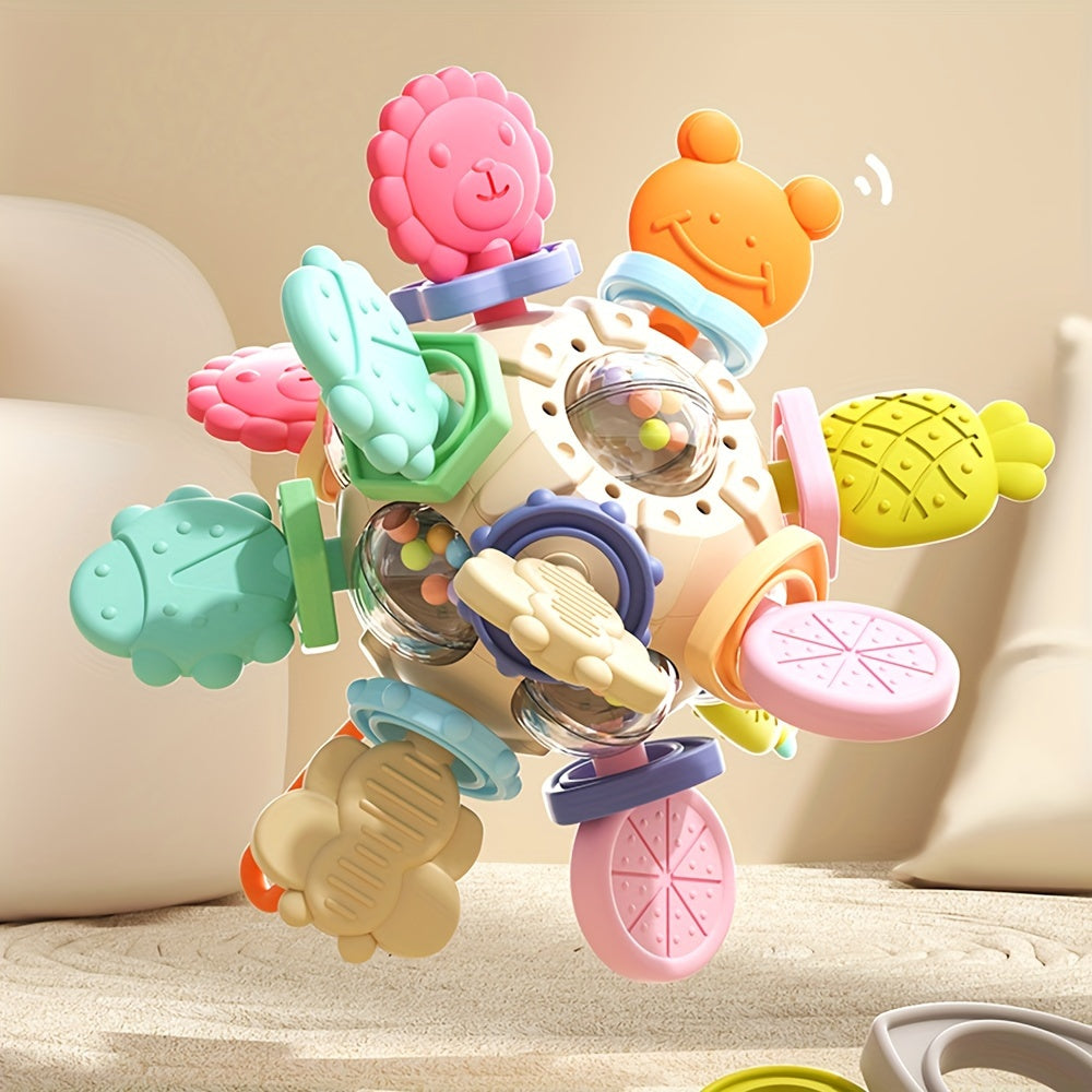 Colorful Silicone Baby Teether Toy for Infants 0-1 Year with Animal and Fruit Designs