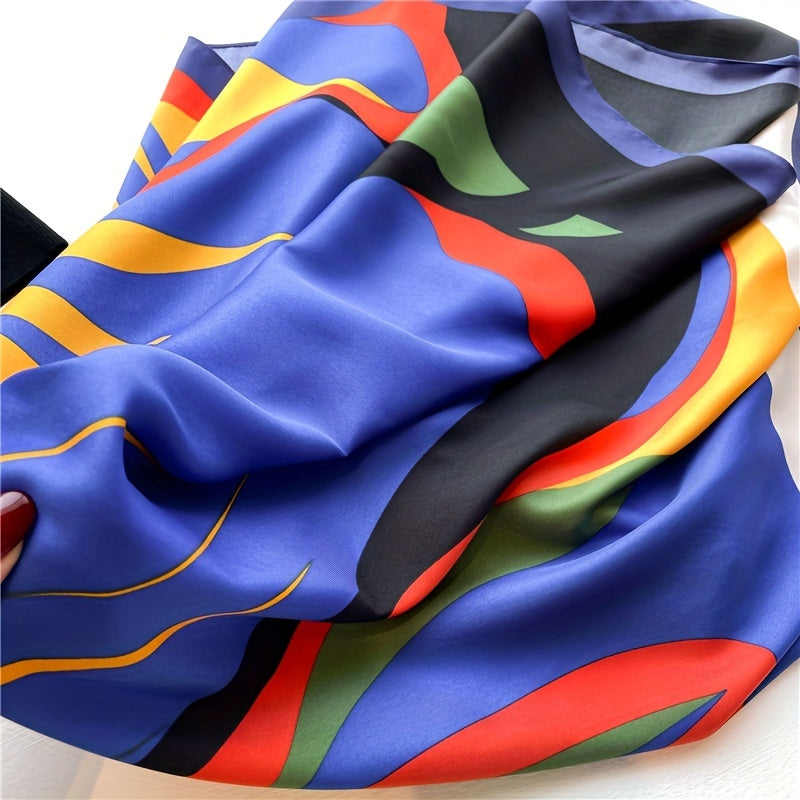 To'lqinli rang blokli shalv, ayollar uchun katta kvadrat sharf, ochiq havoda sayohat qilish, plyaj sochiq