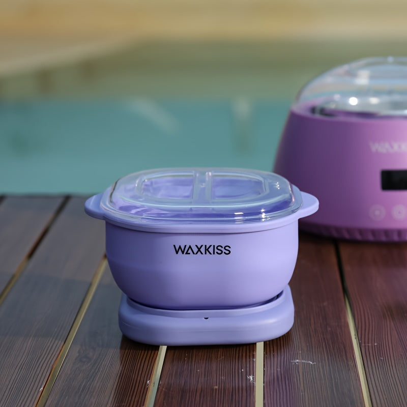 Purple Silicone Wax Warmer Kit 500ml with Hard Wax Beads and Wooden Sticks for Hair Removal