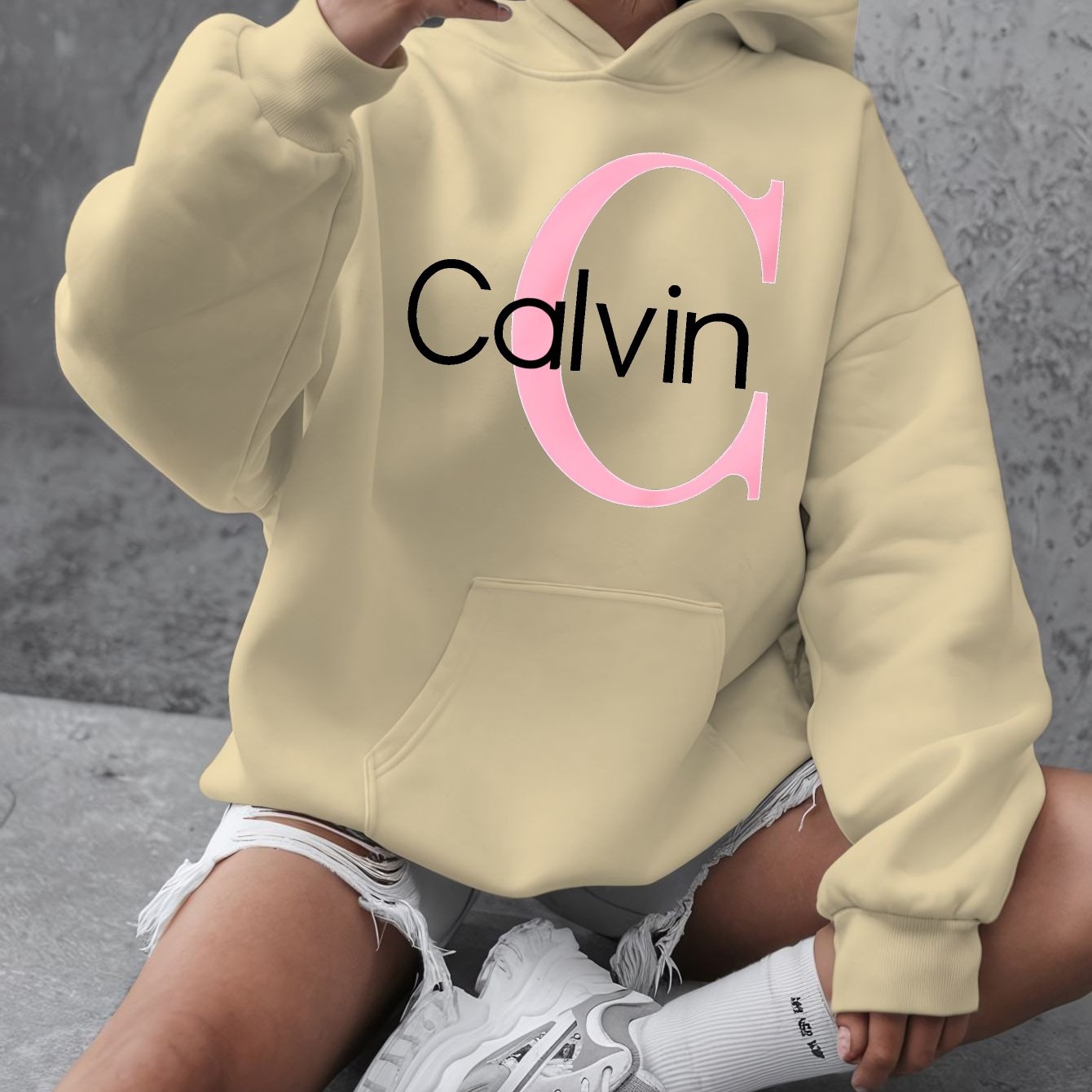 Women's Plus Size Graphic Hoodie Long Sleeve Pullover Beige Fall Winter